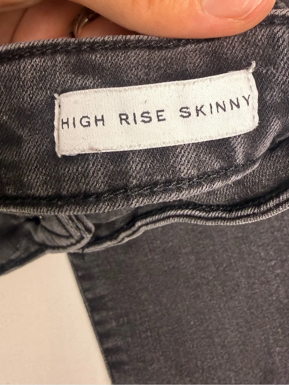 FRAYED Jeans High Rise Skinny Black Gray Wash Button Fly Stretch Size 24